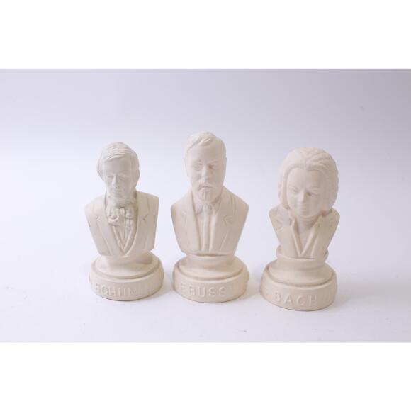 Composer White Busts, Plastic Set of 3, Statues, Schumann, Debussy, Bach, Music, - Picture 2 of 3